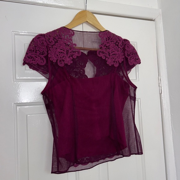 Karen Millen Purple Top Lace Overlay UK 12 - Picture 7 of 9